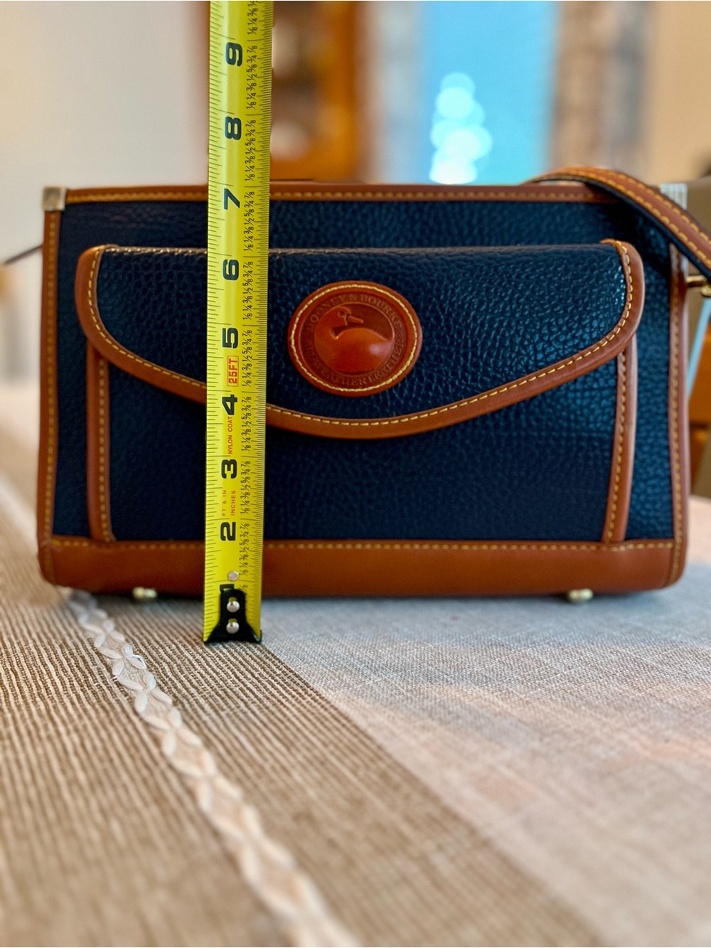 🦆Dooney & Bourke Vintage Navy Pebbled Leather Organizer Crossbody Wallet Bag - Picture 10 of 11
